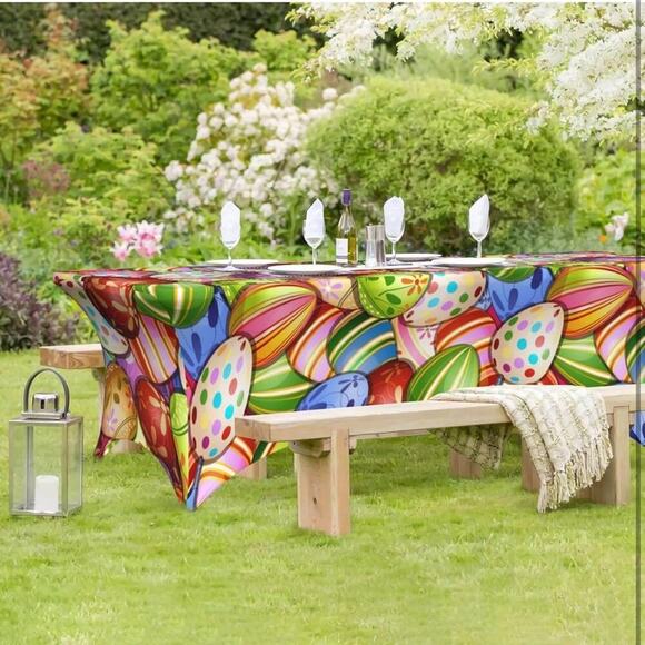 Fitted Rectangular Tablecloth StretchSpandex Table Cover Color Easter Eggs 6FT - Picture 5 of 6